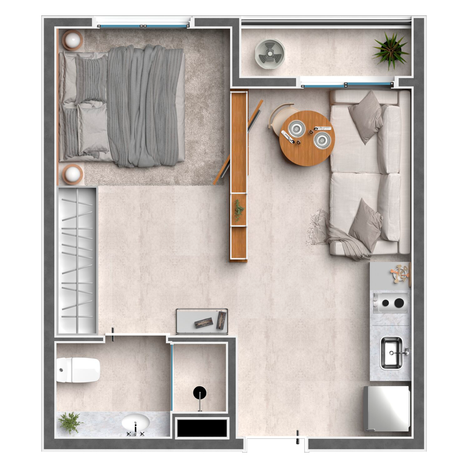 Planta 4 do studio Ferreira Downtown